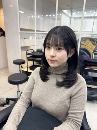 ミディアム 韓国風cut/ 縮毛矯正/正岡幹康のヘアスタイル
