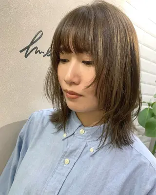 セミロング カラー hub hair レイヤー/透明感のヘアスタイル