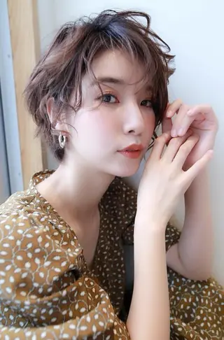 ショート カラー パーマ トップスタイリスト 💙藤原 純のヘアスタイル