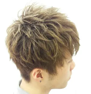 ショート メンズ 髪質改善× 白髪ぼかし溝江のヘアスタイル