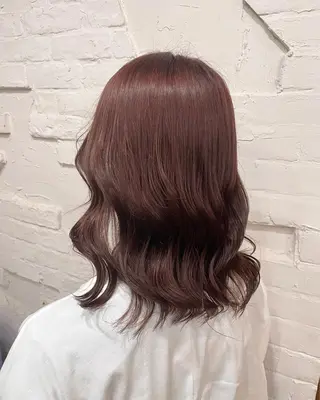 ミディアム カラー 【ピンク/韓国ヘア/ ヘアセット】亜海のヘアスタイル