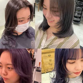 ミディアム カラー 髪質改善ストレート 🌈似合わせカットのヘアスタイル