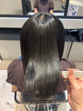 ミディアム パーマ 縮毛矯正/カット/ 韓国ヘア/蛯原🍤のヘアスタイル