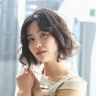 ミディアム カラー パーマ ヘアアレンジ Lall  You 大阪所属・🥛洒落髪小顔cut なら龍崎🥛のヘアスタイル