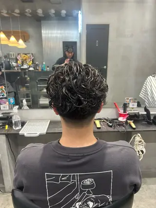 ミディアム パーマ メンズ 【明大前フェード/ メンズパーマ/岳】のヘアスタイル