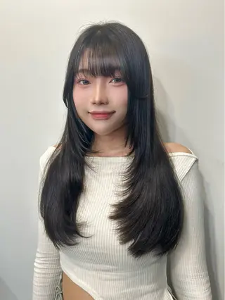 ロング 心斎橋l大人韓国ヘア レイヤー×艶カラーのヘアスタイル