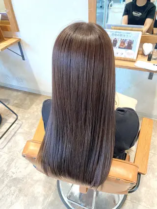 ロング カラー 酸性ストレート/ブリ ーチなしWカラー河本のヘアスタイル