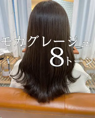 セミロング カラー 🤍似合わせパーマ 奥田沙耶🫧のヘアスタイル