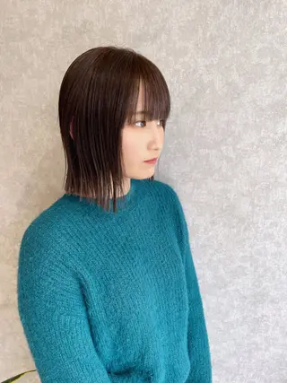 ミディアム 縮毛矯正ボブ/ 髪質改善/カットのヘアスタイル