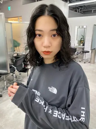 ミディアム パーマ 似合わせカット レイヤー/ボブのヘアスタイル