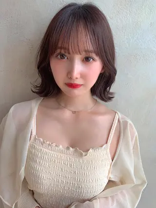 ミディアム カラー パーマ ヘアアレンジ 骨格別小顔カット/ 顔周りカット/金井のヘアスタイル
