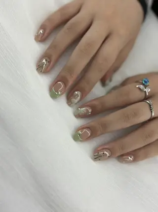 ネイル Mai :矢場町 ニュアンス🌿アートのネイルデザイン