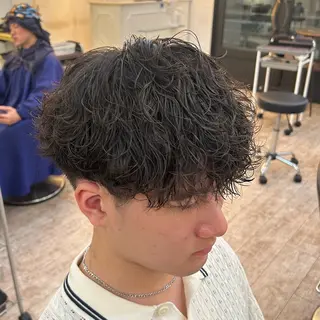 パーマ メンズ ボブ／艶カラー ❣️マナミのヘアスタイル