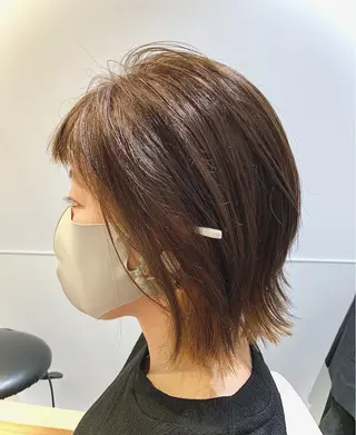 ミディアム カラー ヘアアレンジ 髪と心を整える美容師 透明感カラー/ボブのヘアスタイル