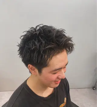 ショート パーマ ヘアアレンジ メンズ フェードモデル限定 🔥高円寺Maiのヘアスタイル