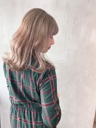 セミロング カラー ヘアアレンジ 艶ハイトーン/ヘア アレンジAYAKAのヘアスタイル