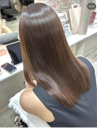セミロング カラー 興津/韓国レイヤー ダブルカラー美髪縮毛のヘアスタイル