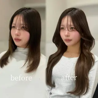 ロング カラー HINA🎀韓国ヘア エクステ/小顔カットのヘアスタイル