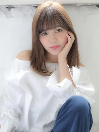 ミディアム カラー パーマ 野崎 ひかりのヘアスタイル