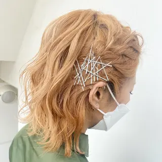 ミディアム 艶ピンク*ヘアセット 🌙shioriのヘアスタイル