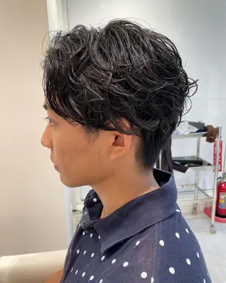 ショート カラー パーマ メンズ 似合わせ🌿‬髪質 改善🧸RYUGOのヘアスタイル