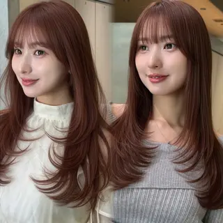 ロング カラー 🫧ボブ／縮毛矯正／ 韓国／ゆーな🫧のヘアスタイル