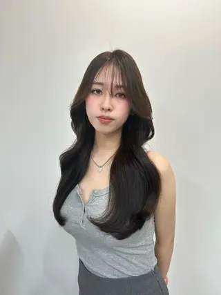 ロング カラー 心斎橋l大人韓国ヘア レイヤー×艶カラーのヘアスタイル