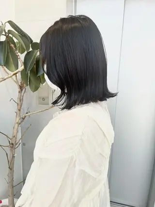 ミディアム カラー パーマ 透明感/オリーブ/ グレージュ/YUKAのヘアスタイル