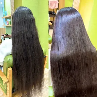 ロング ブリーチ縮毛矯正 あすまのヘアスタイル