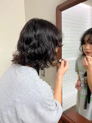 ショート カラー パーマ ボブパーマ/パーマ ウルフパーマのヘアスタイル