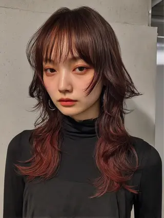 カラー RIN パーマ/暖色カラーのヘアスタイル