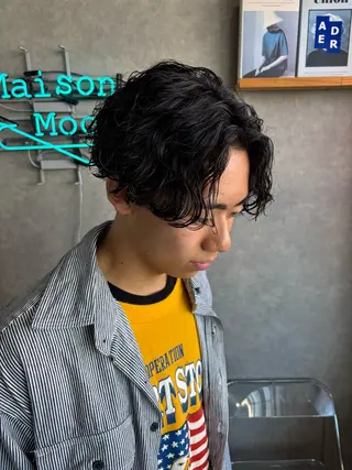ショート パーマ メンズ 長谷川 湧のヘアスタイル