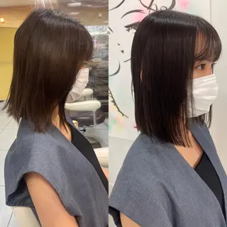ミディアム カラー パーマ 髪質改善/縮毛矯正 /レイヤー岡部のヘアスタイル