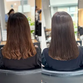 セミロング カラー パーマ ヘアアレンジ メンズ キッズ 骨格レイヤーカット 🌿美髪縮毛矯正のヘアスタイル