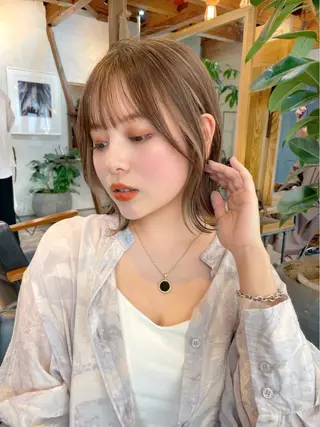 ミディアム ボブ顔周り 韓国遠藤小雪のヘアスタイル