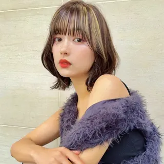 セミロング カラー レイヤー|縮毛矯正 |韓国ボブ|岡田洸太のヘアスタイル