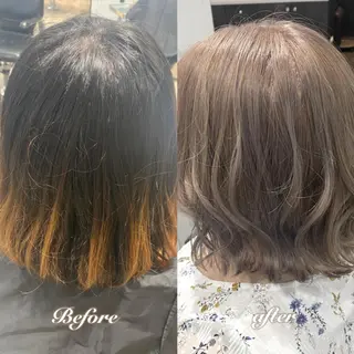 セミロング カラー ヘアアレンジ 新宿⌇韓国風ヘア ⌇透明感カラーのヘアスタイル