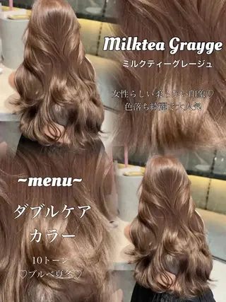 ロング カラー 透明感カラー✨🩵 韓国ヘアkanatoのヘアスタイル