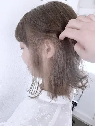 ミディアム カラー ブリーチ毛に縮毛矯正 ✨カラー✨山田 正幸のヘアスタイル