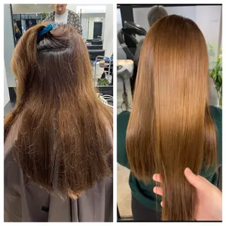 ロング け んブリーチ縮毛矯正のヘアスタイル