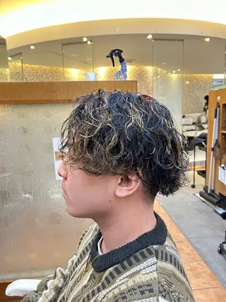 カラー パーマ メンズ 相模大野メンズ パーマ 仁翔のヘアスタイル