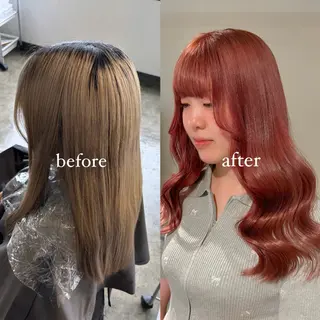 ロング カラー 暖色カラー🍒 ケアブリーチ/akiのヘアスタイル