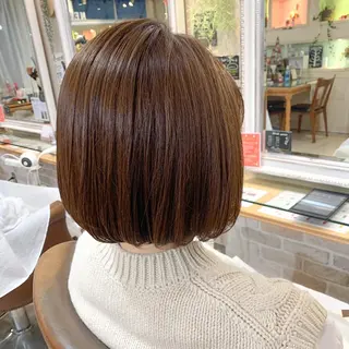 ミディアム 切りっぱなしボブ ソノキユウカのヘアスタイル