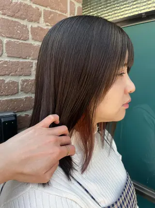 ミディアム カラー パーマ ヘアアレンジ メンズ キッズ ネイル マツエク・マツパ アイブロウ 久木原 ゆりのヘアスタイル