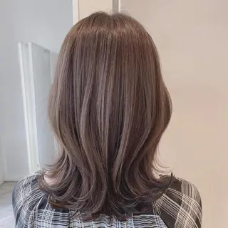 ミディアム カラー 顔まわりカット🌟 くびれヘア/寺門遥輝のヘアスタイル
