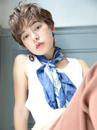 ショート カラー パーマ レイヤーカット✂️ 横浜No1♡下鳥翔子のヘアスタイル