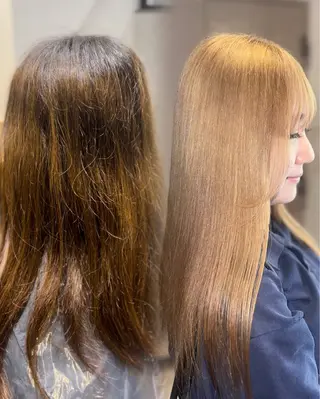 セミロング カラー 岡山ハイトーン・ ルーツカラー/こもものヘアスタイル