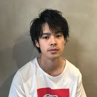 ショート カラー パーマ メンズ ニュアンスパーマ/ レイヤー/茶屋町のヘアスタイル