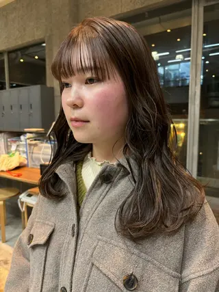 セミロング カラー パーマ ヘアアレンジ 押切 響 のヘアスタイル