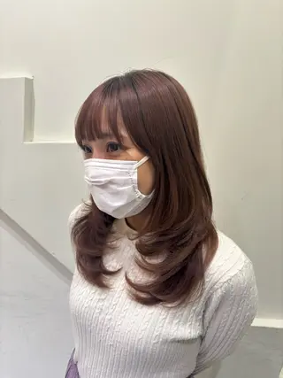 ロング 透明感グレージュ/ 縮毛矯正/静岡のヘアスタイル